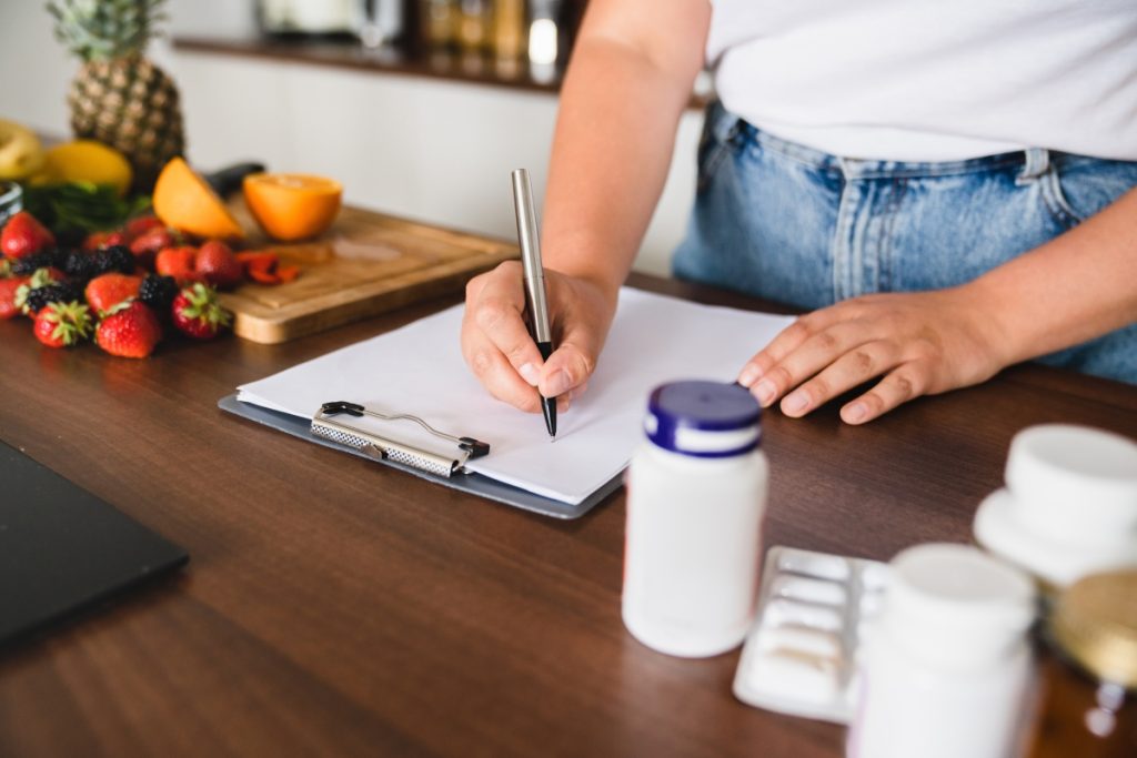 Supplements and vitamins on table